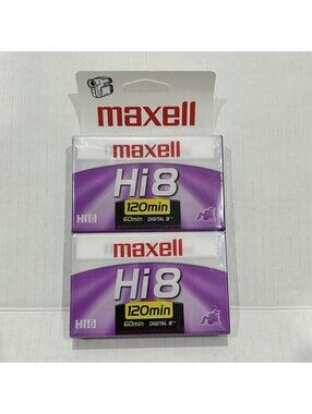 Maxell Hi8 PG-120 Video Cassette 2 Pack New Sealed Camcorder Tape
